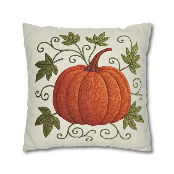 Autumn Pumpkin Faux Suede Pillowcase: Pumpkin Pillow - Picture 4 of 6